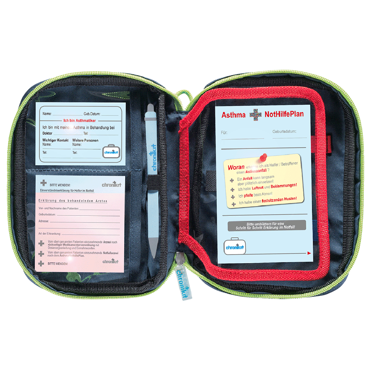 chronikit Notfalltasche für Asthmatiker und Allergiker  AsthmaKit Honey Comb Blue