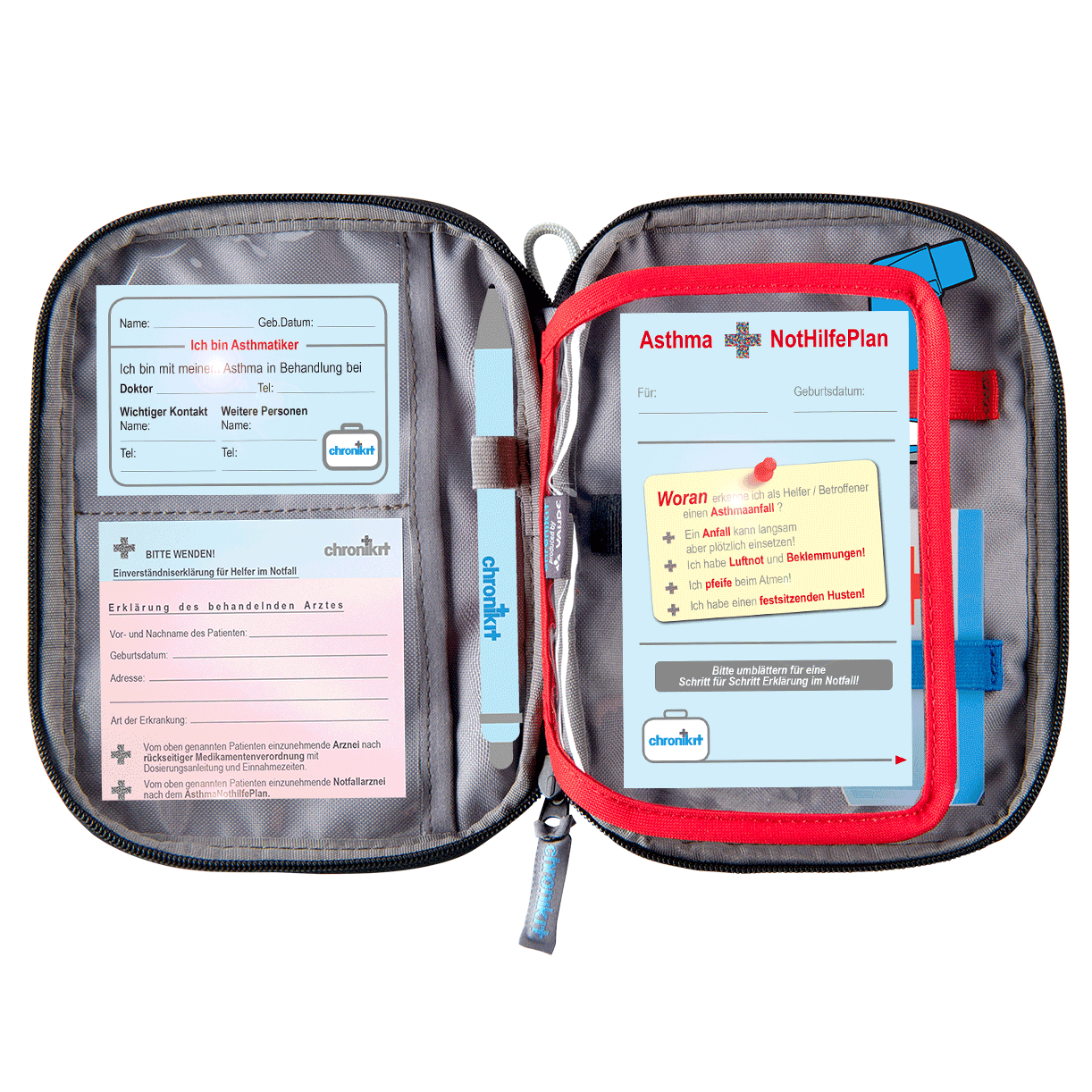 chronikit Notfalltasche für Asthmatiker und Allergiger - Asthmakit "Melange Iron" powered by Vaude